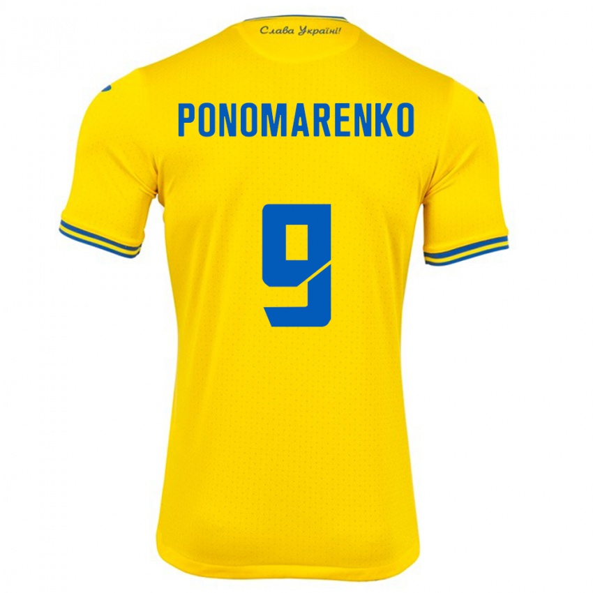 Niño Camiseta Ucrania Matviy Ponomarenko #9 Amarillo 1ª Equipación 24-26 La Camisa México