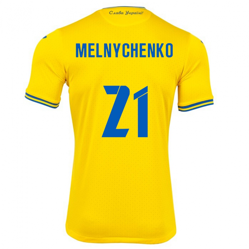 Niño Camiseta Ucrania Maksym Melnychenko #21 Amarillo 1ª Equipación 24-26 La Camisa México