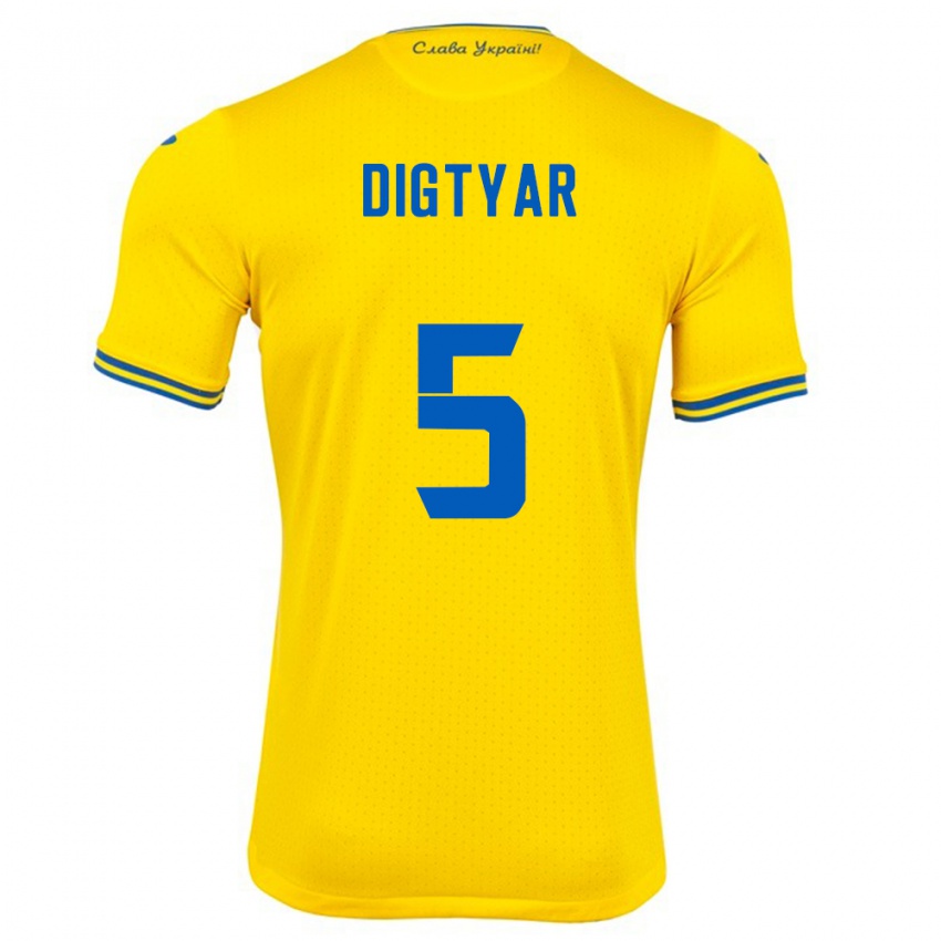 Niño Camiseta Ucrania Kyrylo Digtyar #5 Amarillo 1ª Equipación 24-26 La Camisa México