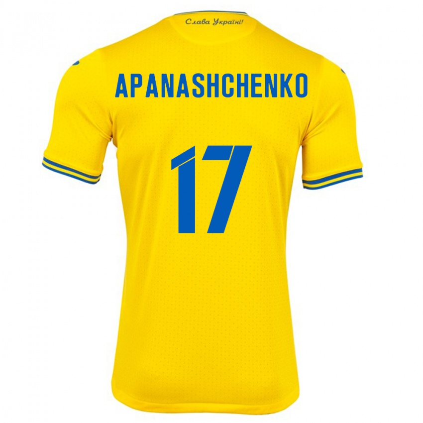 Niño Camiseta Ucrania Daryna Apanashchenko #17 Amarillo 1ª Equipación 24-26 La Camisa México