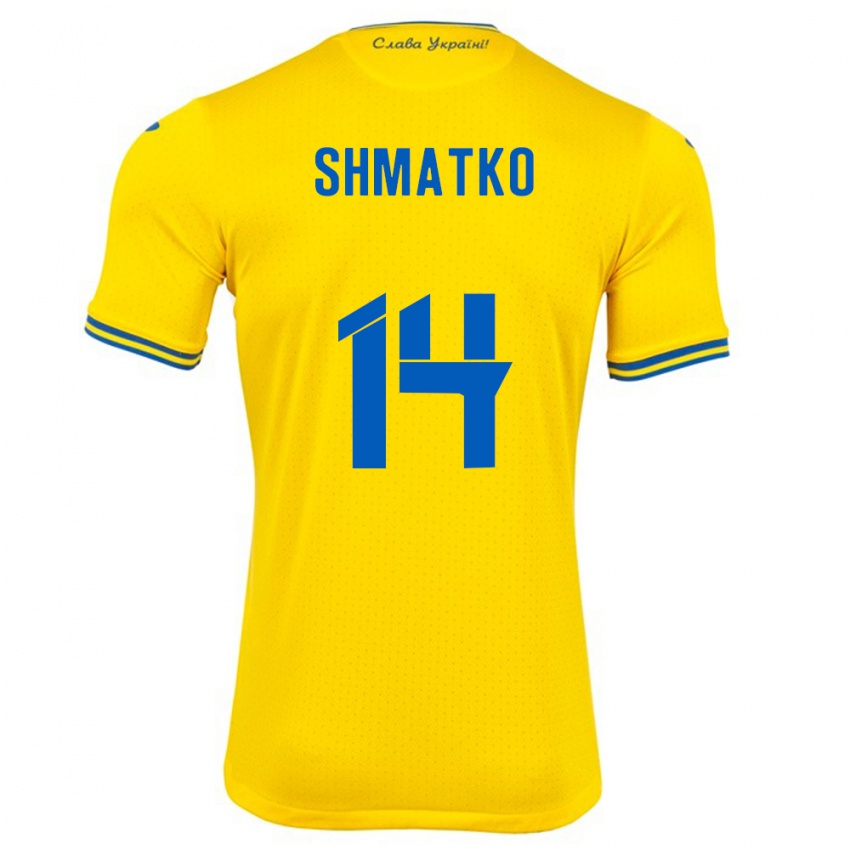 Niño Camiseta Ucrania Lyubov Shmatko #14 Amarillo 1ª Equipación 24-26 La Camisa México