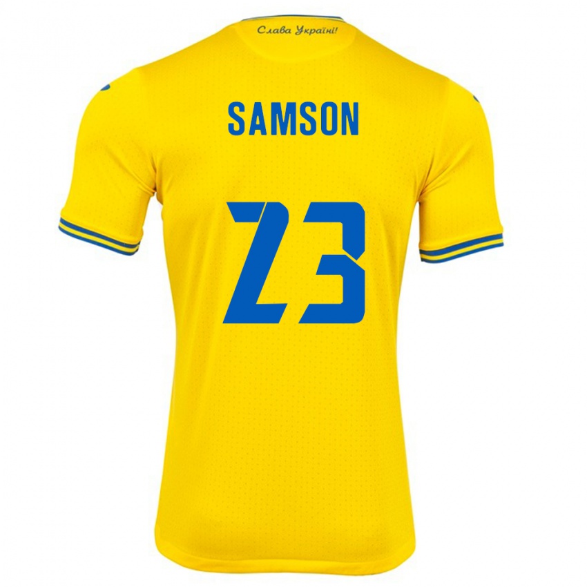 Niño Camiseta Ucrania Kateryna Samson #23 Amarillo 1ª Equipación 24-26 La Camisa México