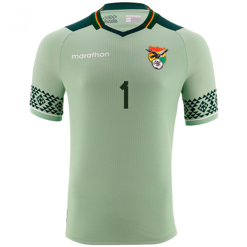 Niño Camiseta Bolivia Bruno Poveda #1 Verde Claro 1ª Equipación 24-26 La Camisa México