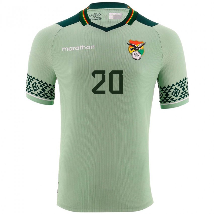 Niño Camiseta Bolivia Leonardo Justiniano #20 Verde Claro 1ª Equipación 24-26 La Camisa México