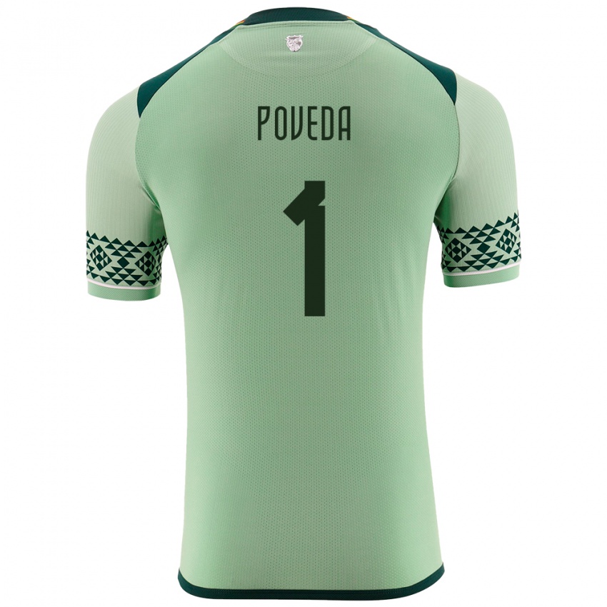 Niño Camiseta Bolivia Bruno Poveda #1 Verde Claro 1ª Equipación 24-26 La Camisa México