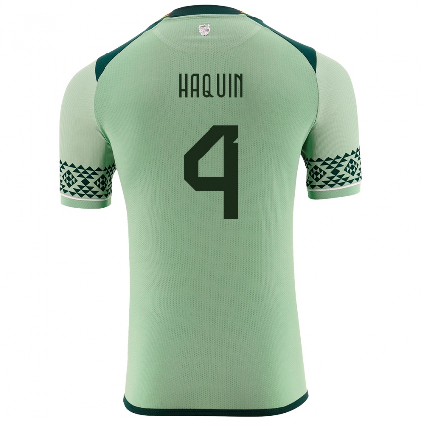 Niño Camiseta Bolivia Luis Haquín #4 Verde Claro 1ª Equipación 24-26 La Camisa México