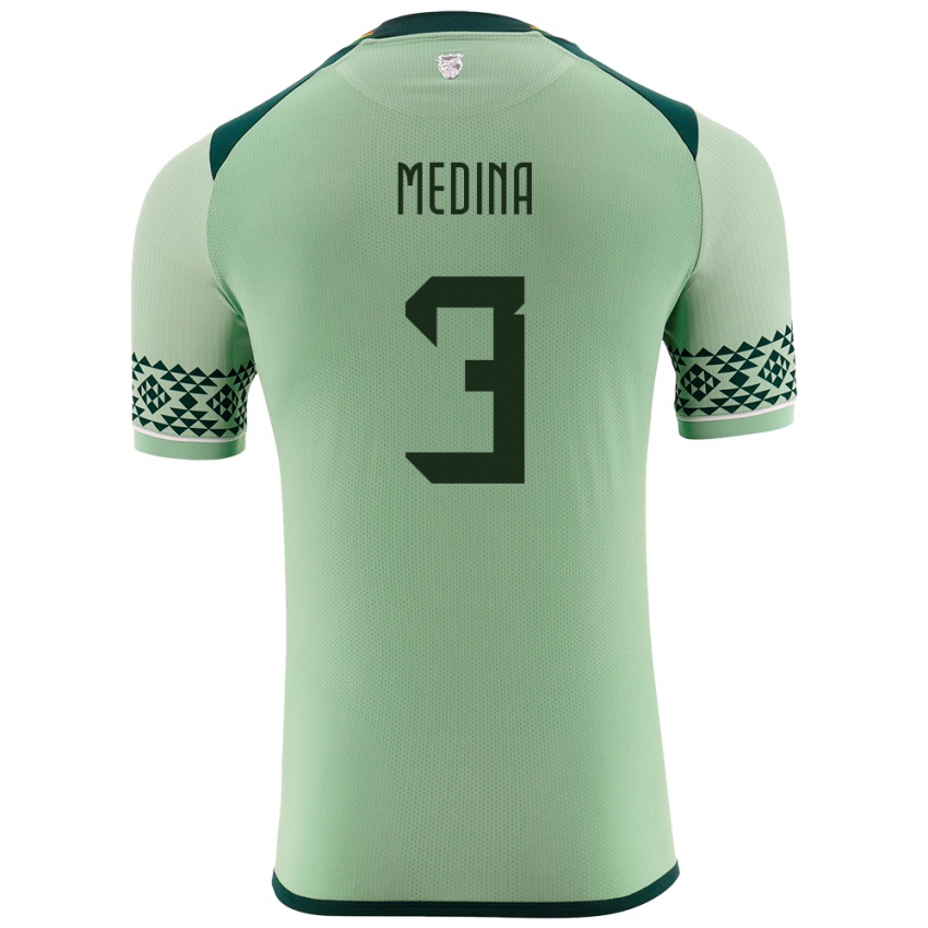 Niño Camiseta Bolivia Diego Medina #3 Verde Claro 1ª Equipación 24-26 La Camisa México