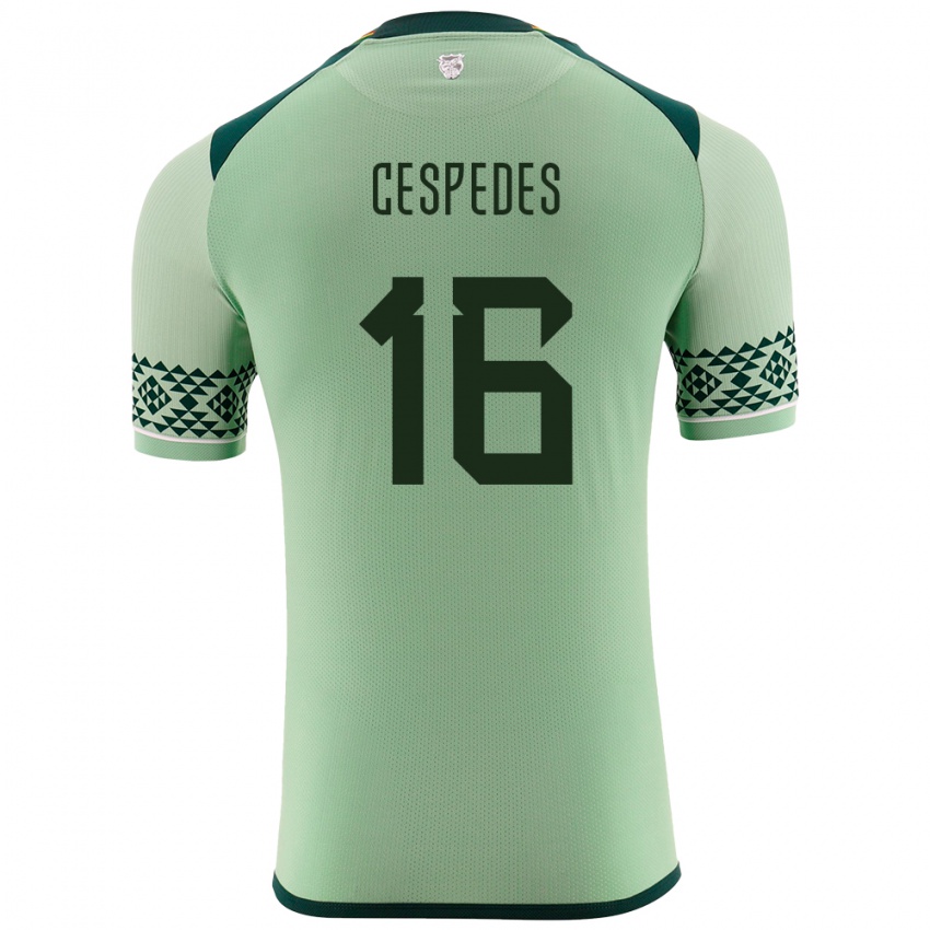 Niño Camiseta Bolivia Boris Céspedes #16 Verde Claro 1ª Equipación 24-26 La Camisa México