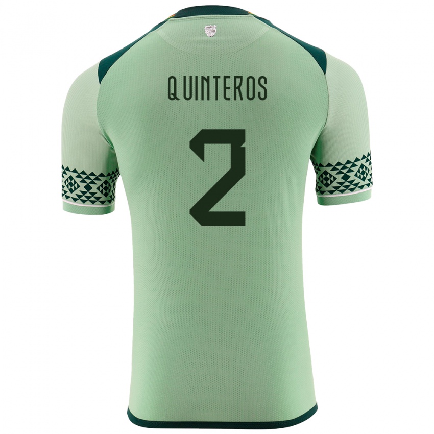 Niño Camiseta Bolivia Jairo Quinteros #2 Verde Claro 1ª Equipación 24-26 La Camisa México