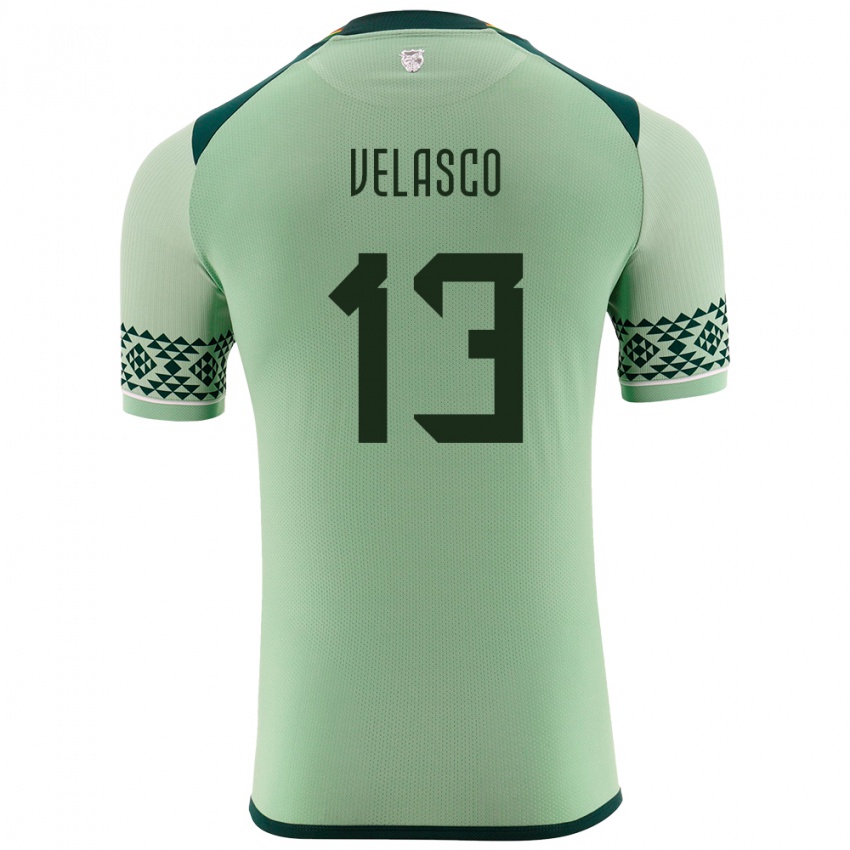Niño Camiseta Bolivia Jhon Velasco #13 Verde Claro 1ª Equipación 24-26 La Camisa México