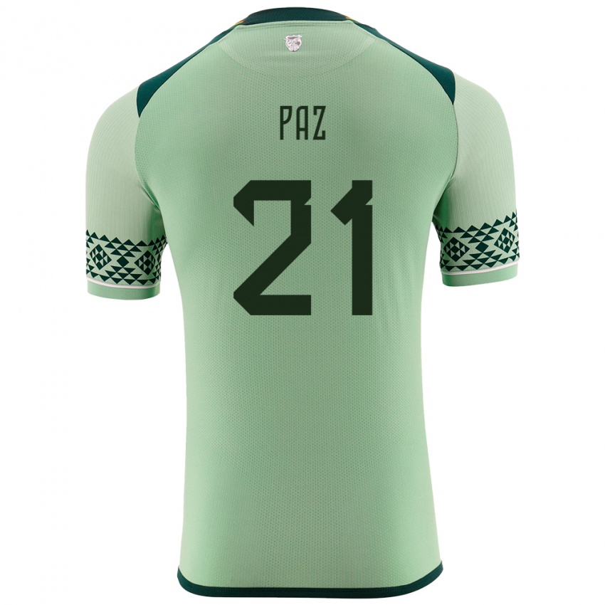 Niño Camiseta Bolivia Luis Paz #21 Verde Claro 1ª Equipación 24-26 La Camisa México