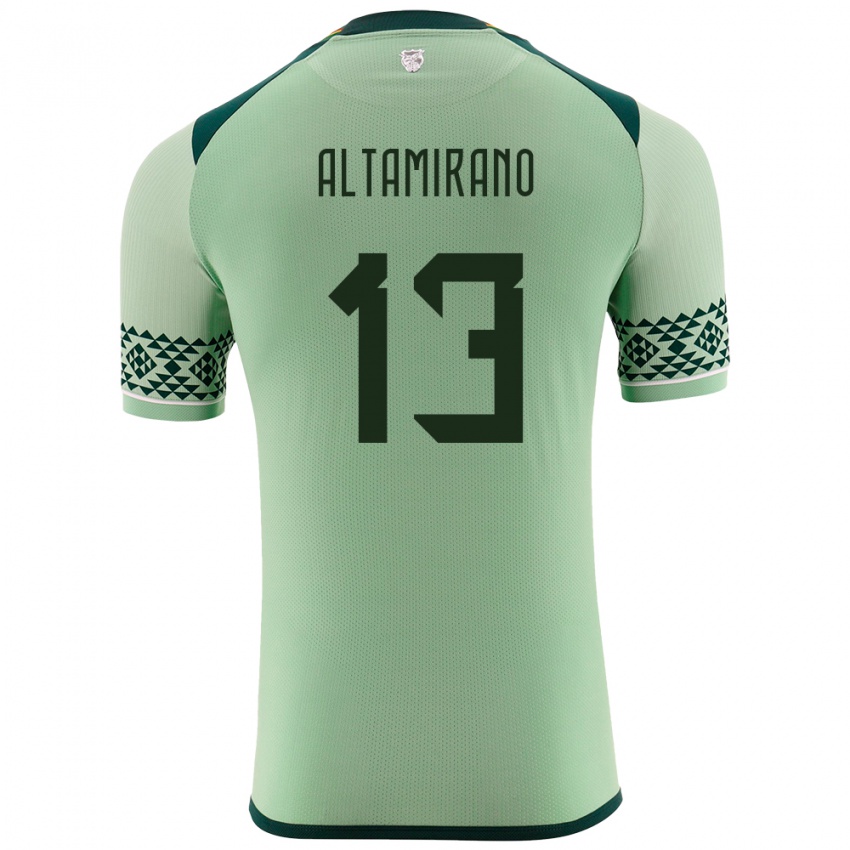 Niño Camiseta Bolivia Sebastian Altamirano #13 Verde Claro 1ª Equipación 24-26 La Camisa México