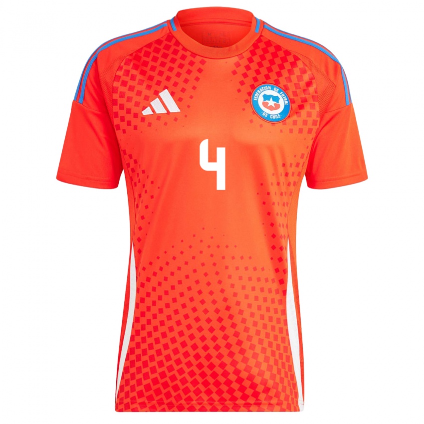 Niño Camiseta Chile Lucas Velásquez #4 Rojo 1ª Equipación 24-26 La Camisa México