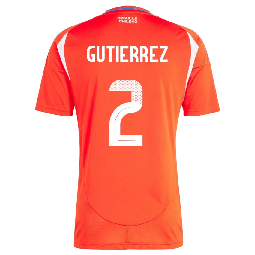 Niño Camiseta Chile Joaquín Gutiérrez #2 Rojo 1ª Equipación 24-26 La Camisa México