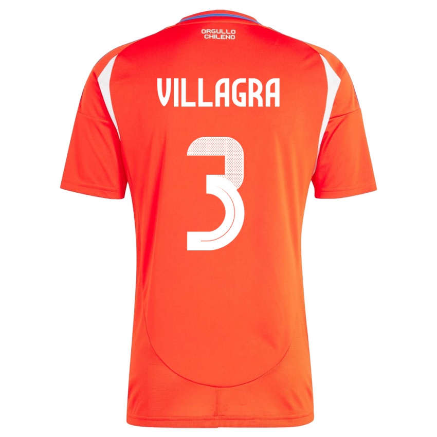 Niño Camiseta Chile Jonathan Villagra #3 Rojo 1ª Equipación 24-26 La Camisa México