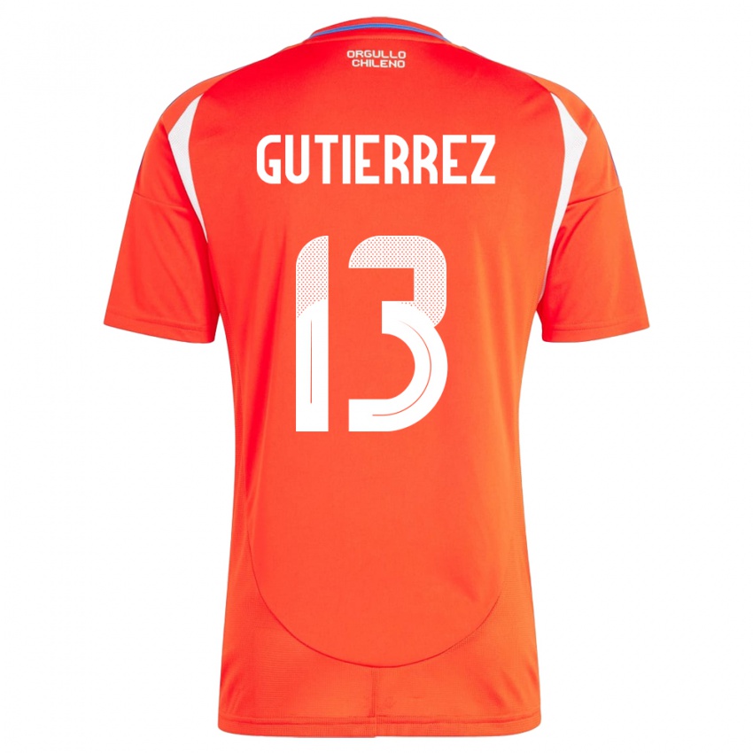 Niño Camiseta Chile Daniel Gutiérrez #13 Rojo 1ª Equipación 24-26 La Camisa México