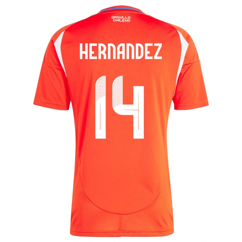 Niño Camiseta Chile Leandro Hernández #14 Rojo 1ª Equipación 24-26 La Camisa México