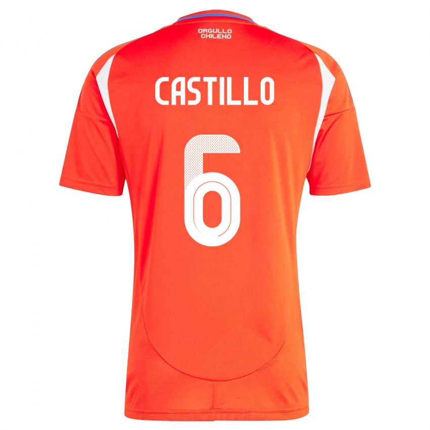 Niño Camiseta Chile Cristóbal Castillo #6 Rojo 1ª Equipación 24-26 La Camisa México