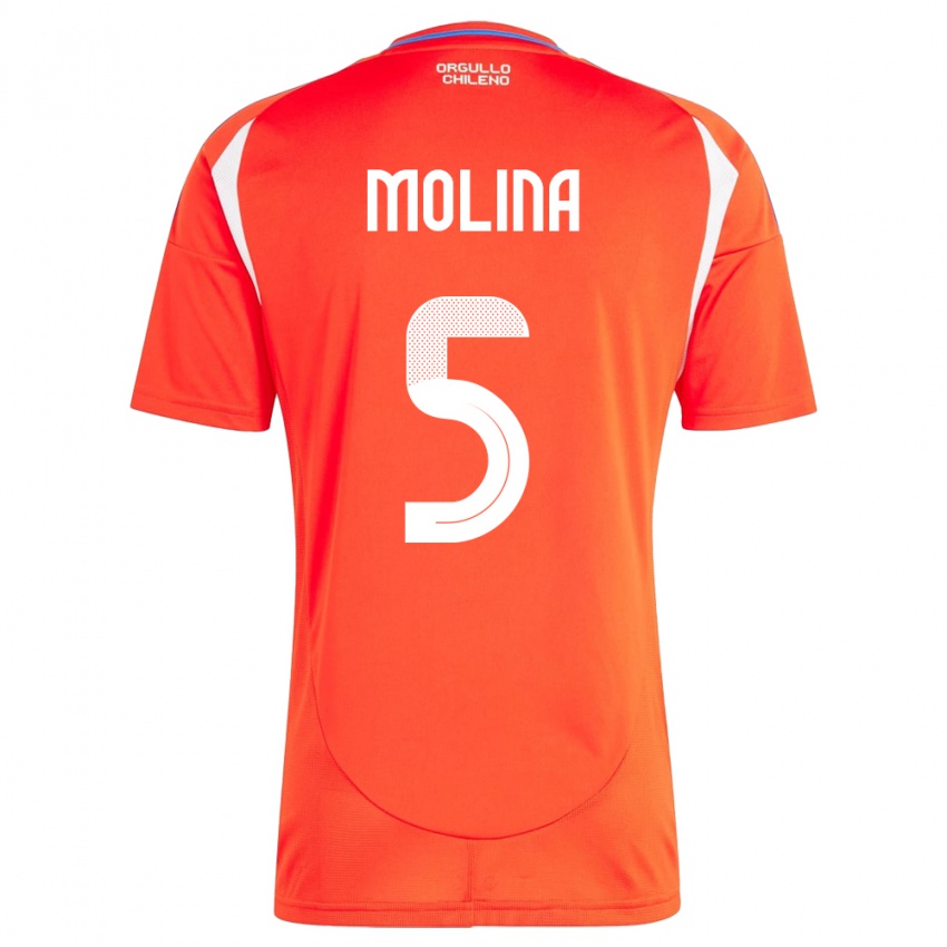Niño Camiseta Chile Benjamín Molina #5 Rojo 1ª Equipación 24-26 La Camisa México