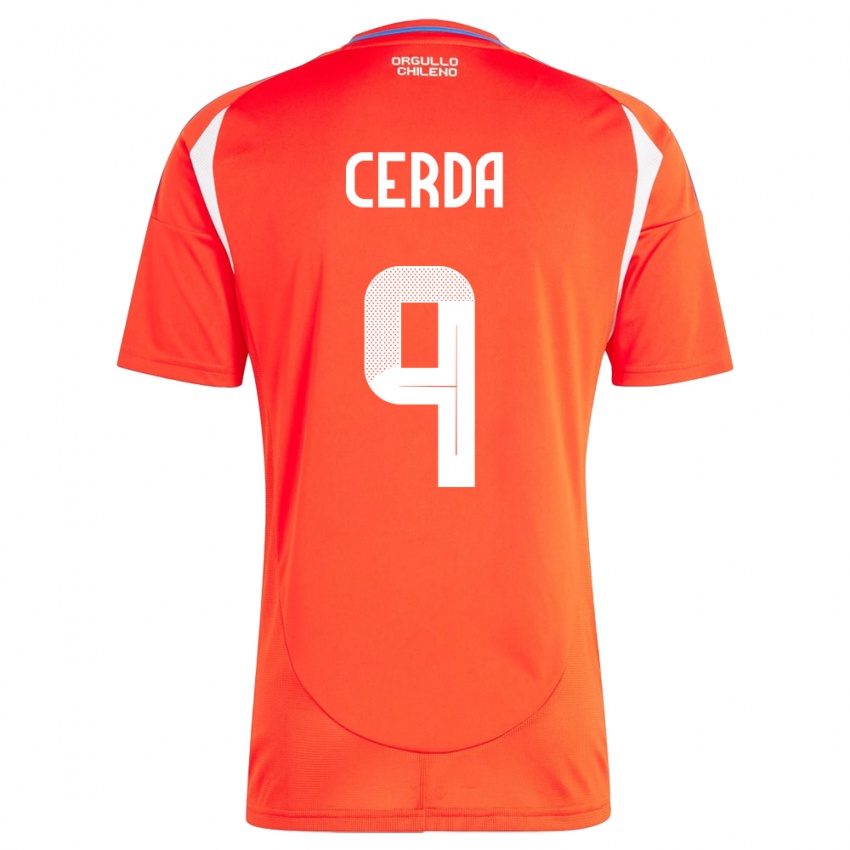 Niño Camiseta Chile Axel Cerda #9 Rojo 1ª Equipación 24-26 La Camisa México