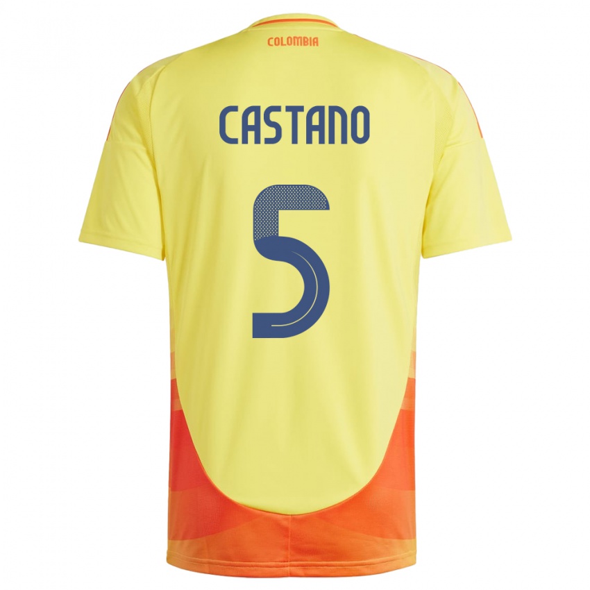 Niño Camiseta Colombia Kevin Castaño #5 Amarillo 1ª Equipación 24-26 La Camisa México