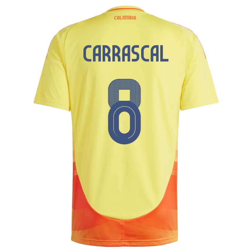 Niño Camiseta Colombia Jorge Carrascal #8 Amarillo 1ª Equipación 24-26 La Camisa México