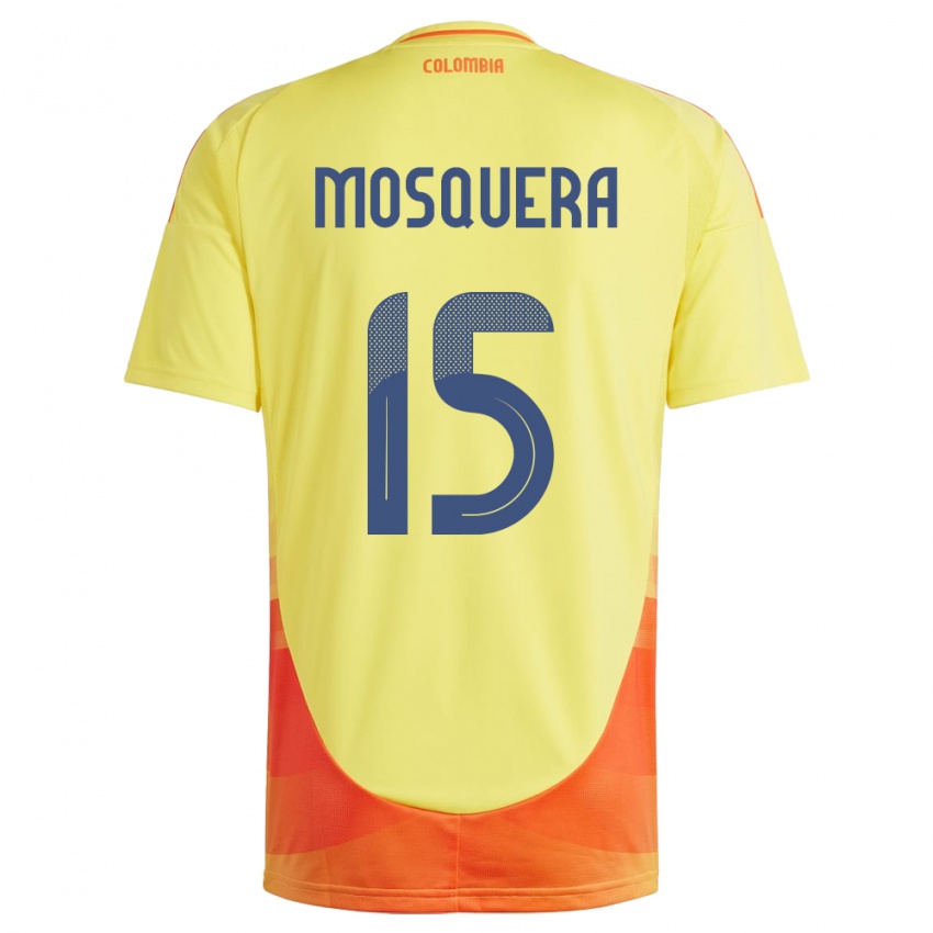 Niño Camiseta Colombia Yerson Mosquera #15 Amarillo 1ª Equipación 24-26 La Camisa México