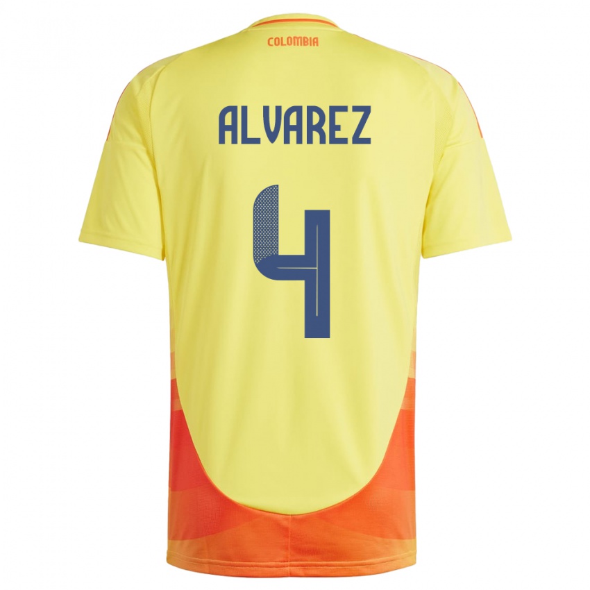 Niño Camiseta Colombia Fernando Álvarez #4 Amarillo 1ª Equipación 24-26 La Camisa México