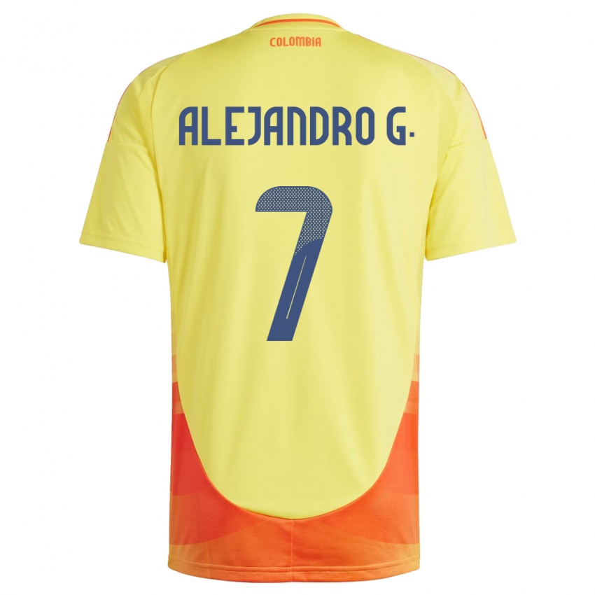 Niño Camiseta Colombia Alejandro García #7 Amarillo 1ª Equipación 24-26 La Camisa México