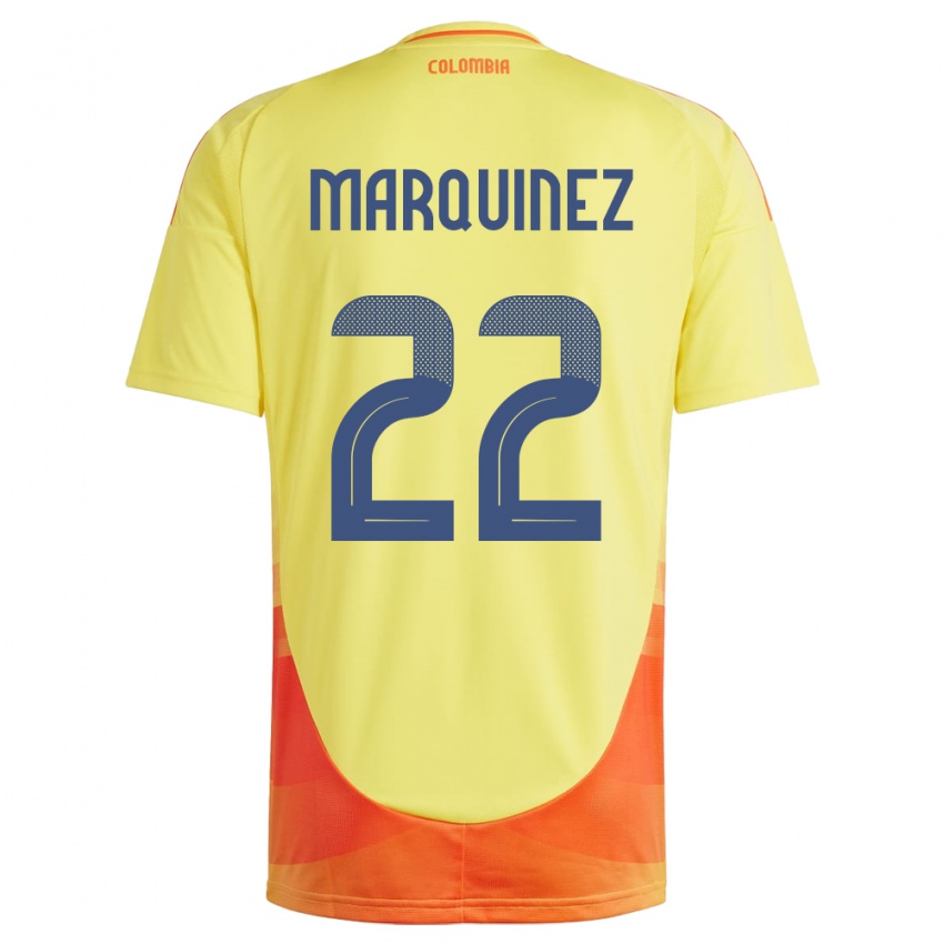 Niño Camiseta Colombia Luis Marquinez #22 Amarillo 1ª Equipación 24-26 La Camisa México