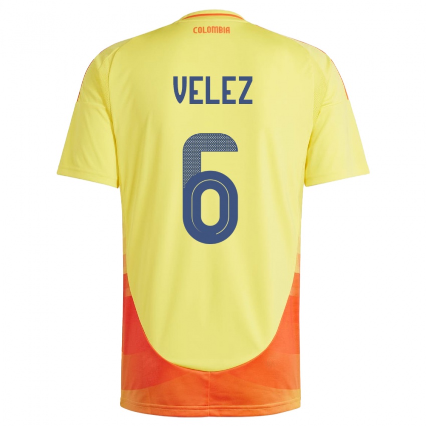 Niño Camiseta Colombia Jhon Vélez #6 Amarillo 1ª Equipación 24-26 La Camisa México