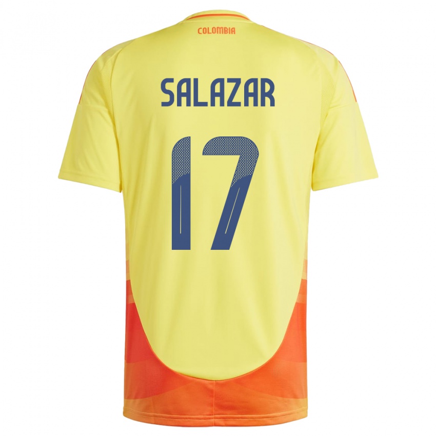 Niño Camiseta Colombia Andrés Salazar #17 Amarillo 1ª Equipación 24-26 La Camisa México