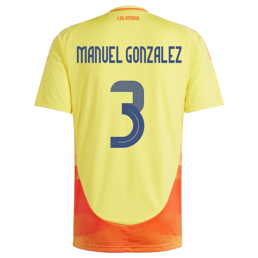 Niño Camiseta Colombia Carlos Manuel González #3 Amarillo 1ª Equipación 24-26 La Camisa México