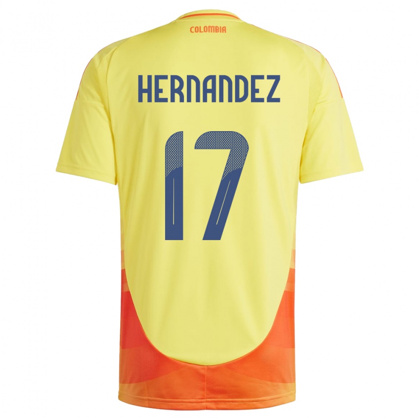 Niño Camiseta Colombia Jhoan Hernández #17 Amarillo 1ª Equipación 24-26 La Camisa México