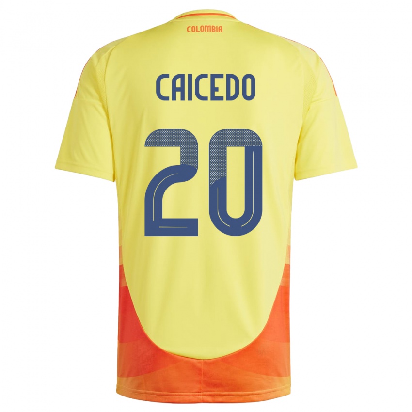 Niño Camiseta Colombia Brayan Caicedo #20 Amarillo 1ª Equipación 24-26 La Camisa México