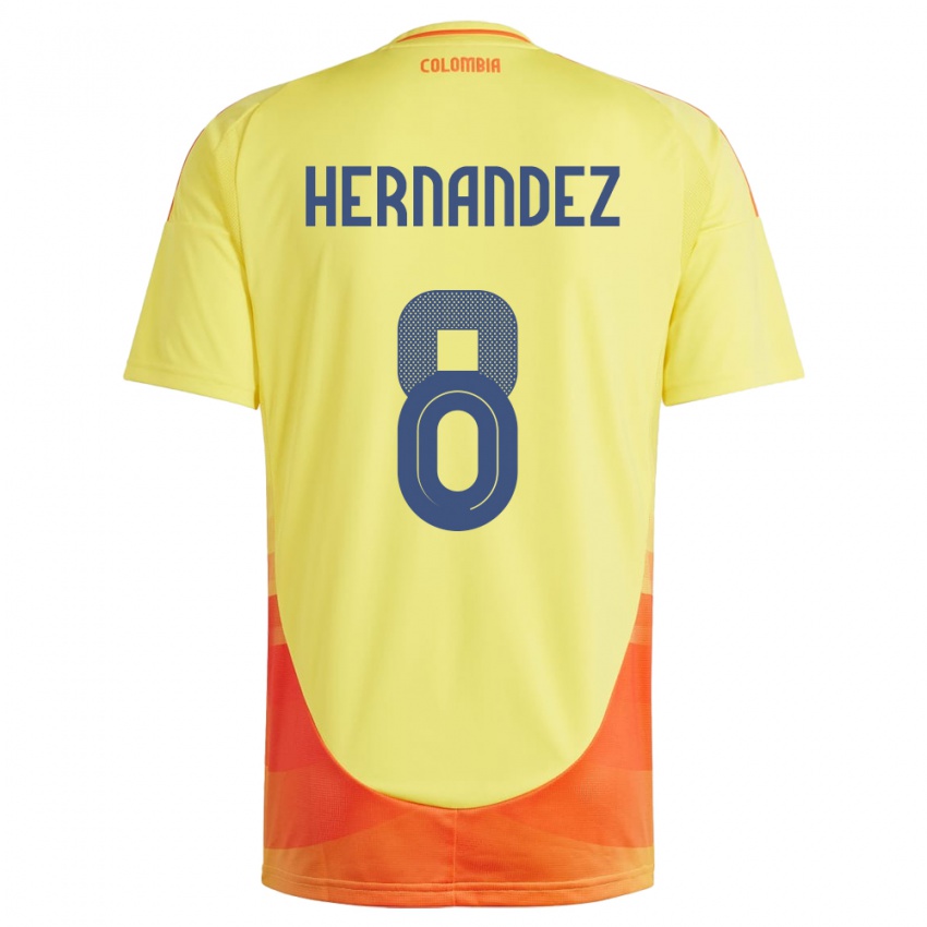 Niño Camiseta Colombia Natalia Hernández #8 Amarillo 1ª Equipación 24-26 La Camisa México