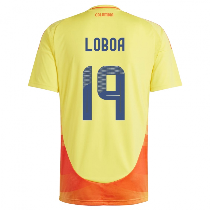 Niño Camiseta Colombia Valerin Loboa #19 Amarillo 1ª Equipación 24-26 La Camisa México