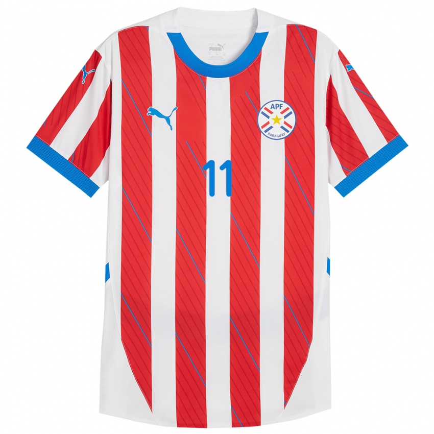 Niño Camiseta Paraguay Liz Peña #11 Blanco Rojo 1ª Equipación 24-26 La Camisa México