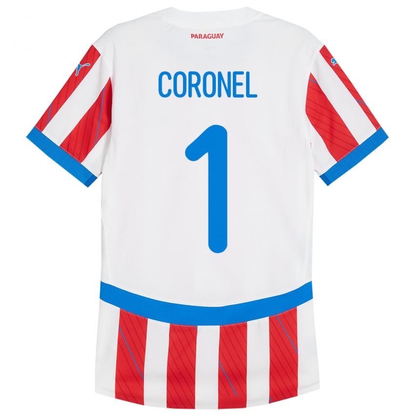 Niño Camiseta Paraguay Carlos Coronel #1 Blanco Rojo 1ª Equipación 24-26 La Camisa México