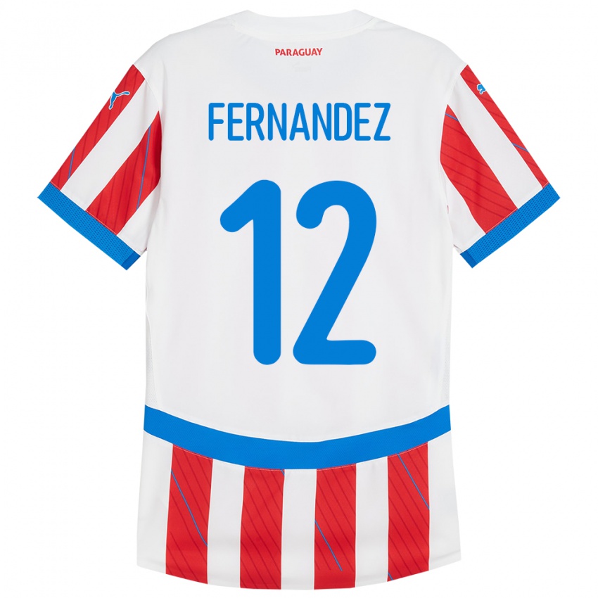 Niño Camiseta Paraguay Gatito Fernández #12 Blanco Rojo 1ª Equipación 24-26 La Camisa México