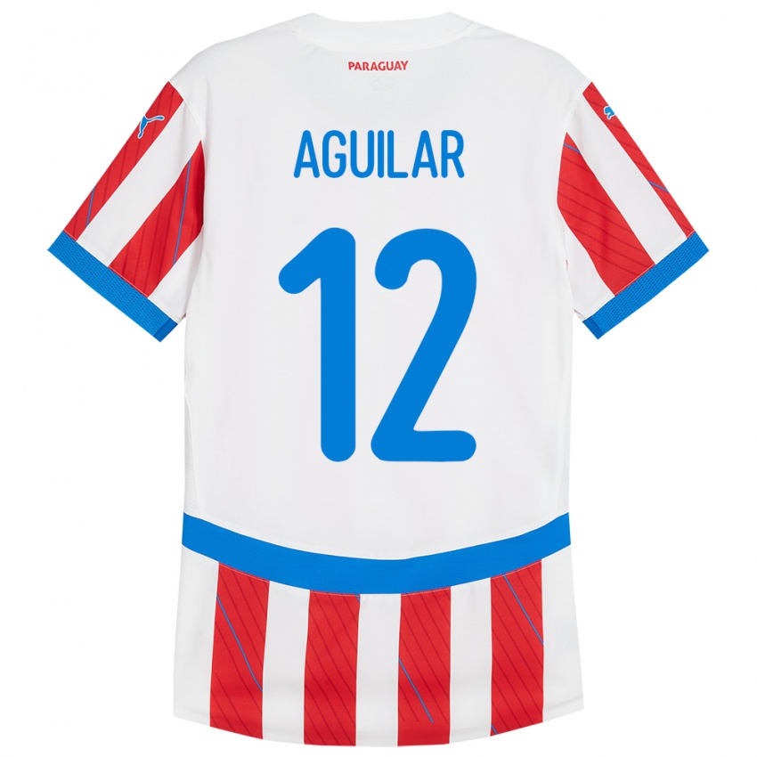 Niño Camiseta Paraguay Alfredo Aguilar #12 Blanco Rojo 1ª Equipación 24-26 La Camisa México