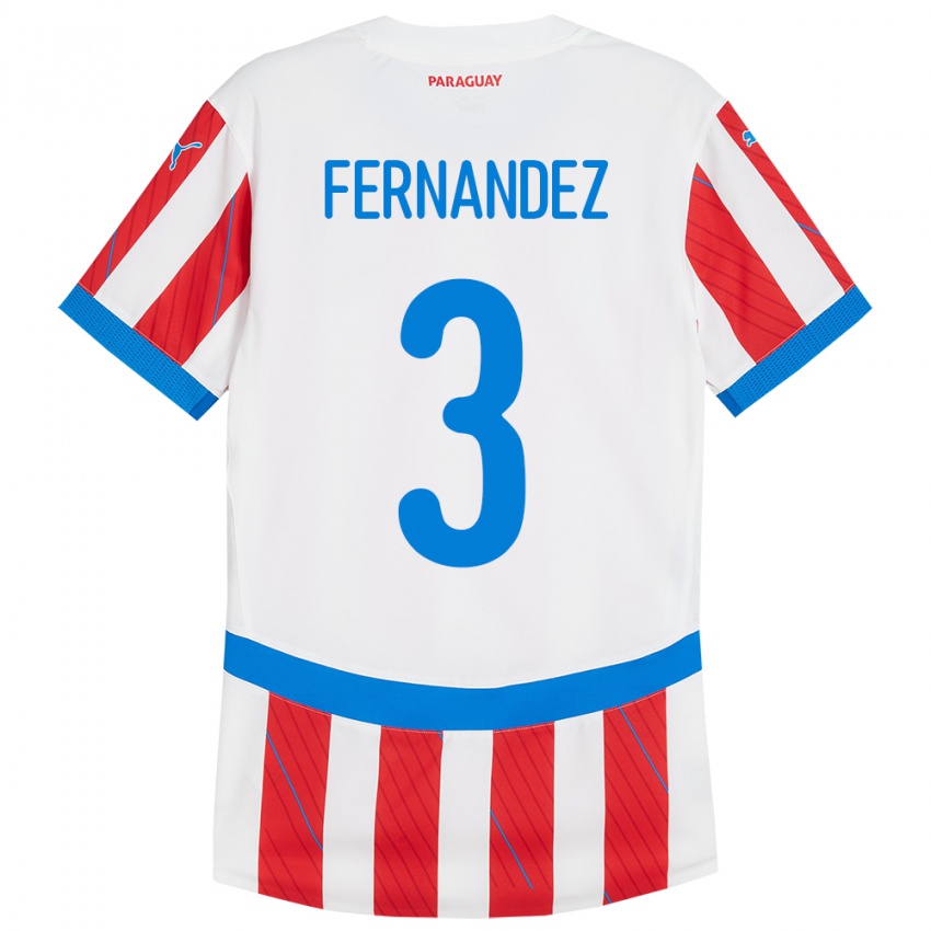 Niño Camiseta Paraguay Roberto Fernández #3 Blanco Rojo 1ª Equipación 24-26 La Camisa México