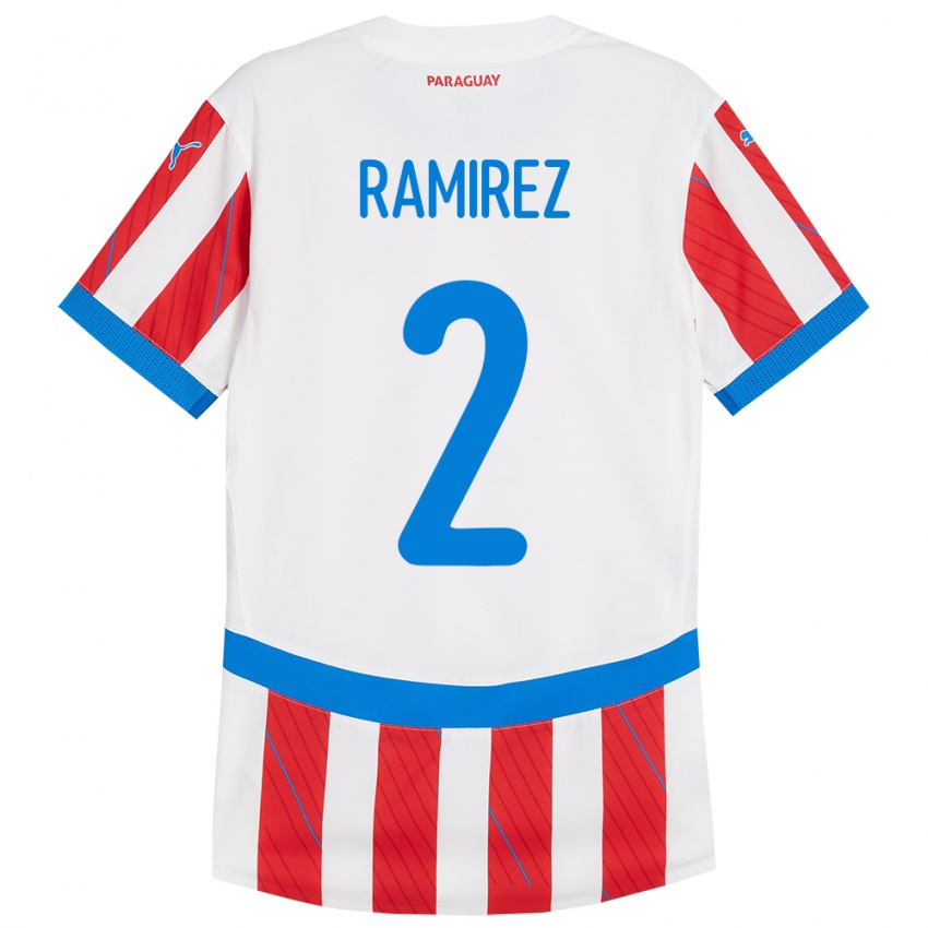 Niño Camiseta Paraguay Iván Ramírez #2 Blanco Rojo 1ª Equipación 24-26 La Camisa México