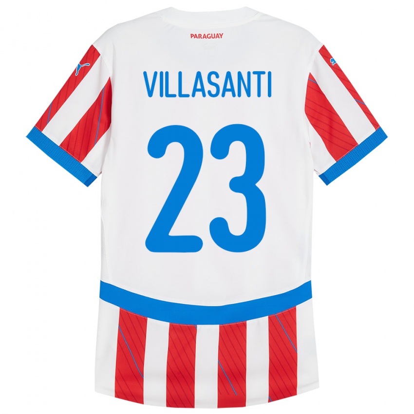 Niño Camiseta Paraguay Mathías Villasanti #23 Blanco Rojo 1ª Equipación 24-26 La Camisa México