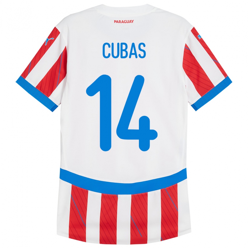 Niño Camiseta Paraguay Andrés Cubas #14 Blanco Rojo 1ª Equipación 24-26 La Camisa México