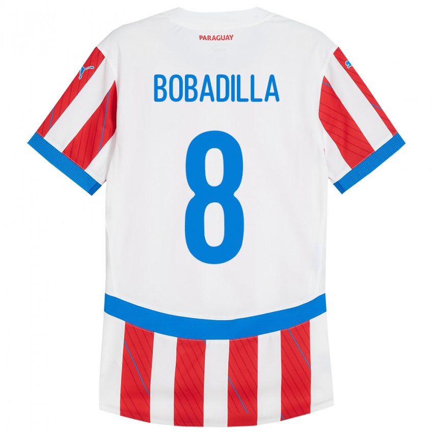 Niño Camiseta Paraguay Damián Bobadilla #8 Blanco Rojo 1ª Equipación 24-26 La Camisa México