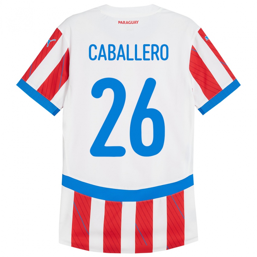 Niño Camiseta Paraguay Hernesto Caballero #26 Blanco Rojo 1ª Equipación 24-26 La Camisa México