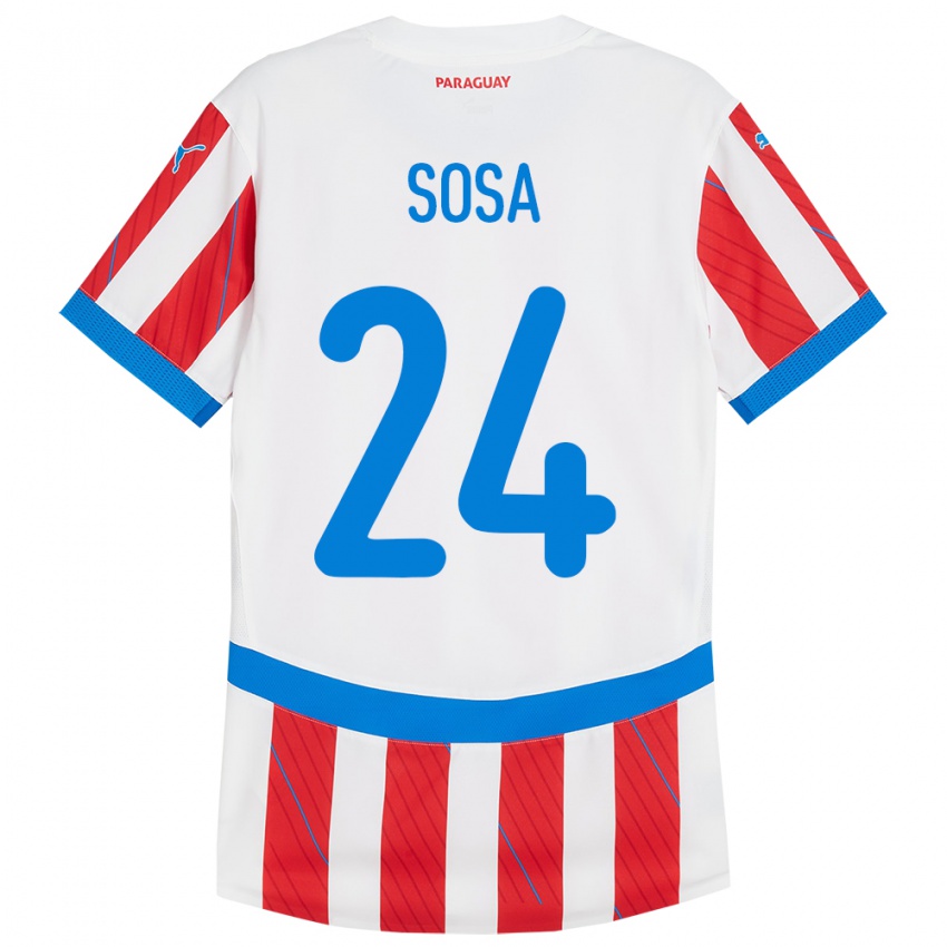 Niño Camiseta Paraguay Ramón Sosa #24 Blanco Rojo 1ª Equipación 24-26 La Camisa México