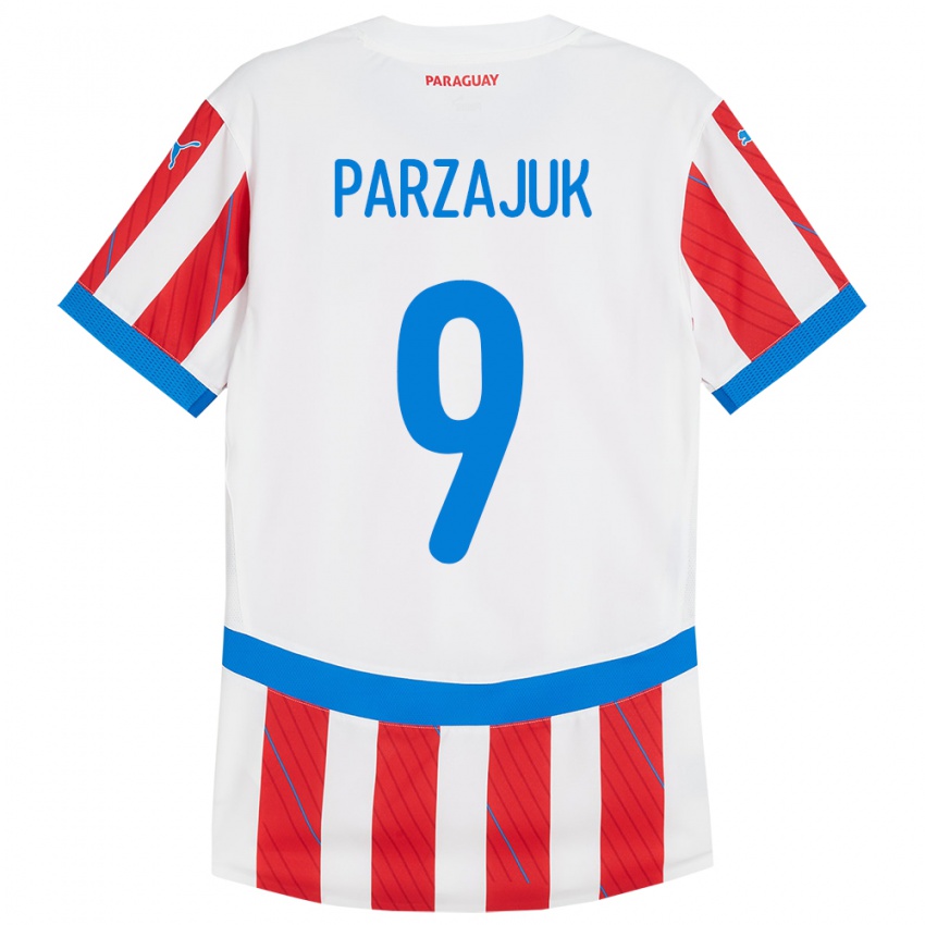 Niño Camiseta Paraguay Kevin Parzajuk #9 Blanco Rojo 1ª Equipación 24-26 La Camisa México