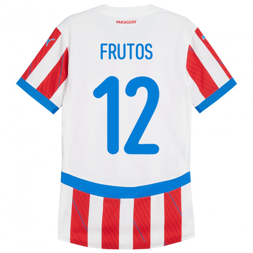 Niño Camiseta Paraguay Rodrigo Frutos #12 Blanco Rojo 1ª Equipación 24-26 La Camisa México